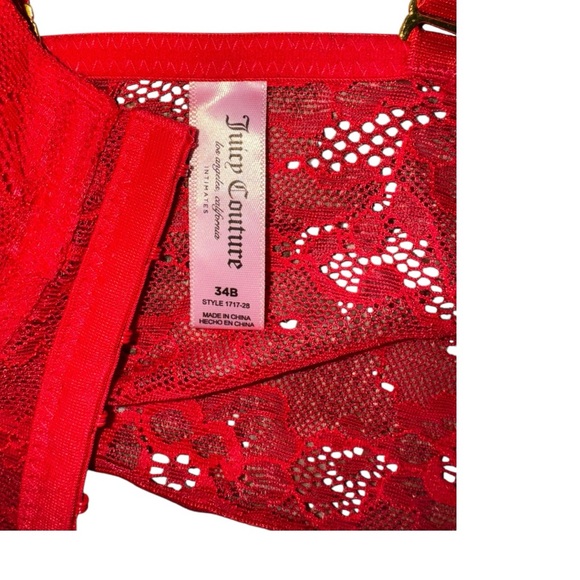 Y2K Juicy‎ Couture Red Lace bustier/Bralet studded gold accent sz 34B - Picture 3 of 6